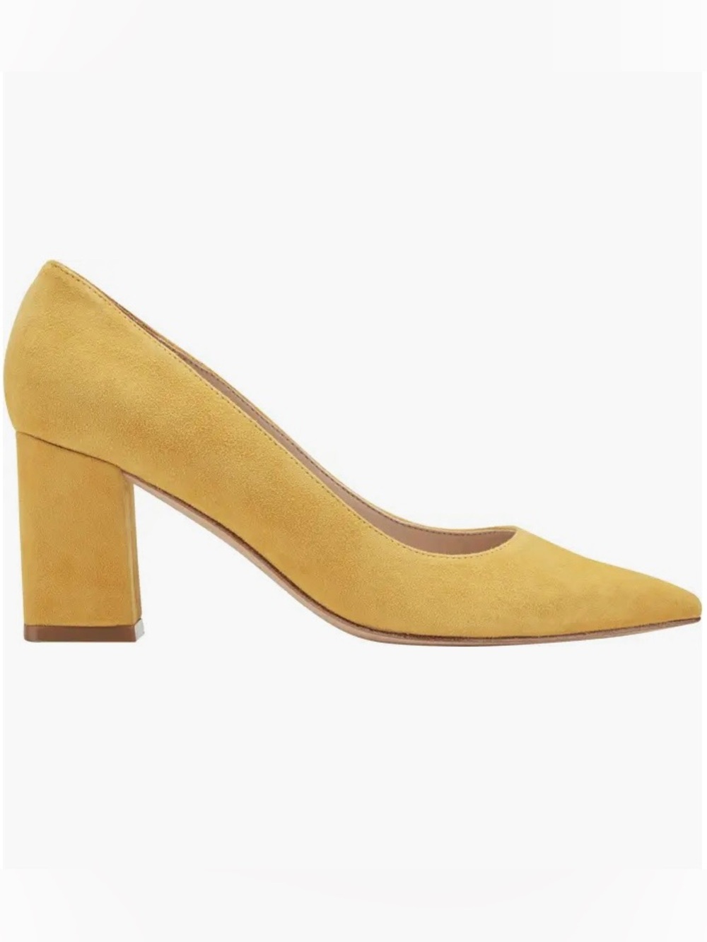 Marc Fisher LTD Zala Yellow Leather Suede Block Heel Pumps - Picture 3 of 9